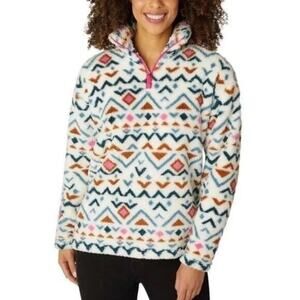 Eddie Bauer Women's Sherpa Aztec Tribal Patterned Pullover w/ 1/4 Zip Size Small